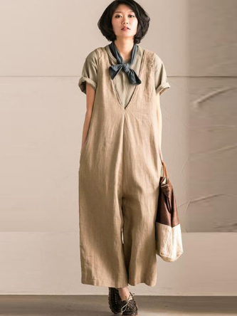 Jumpsuit, Pants, Cotton and Linen Blend