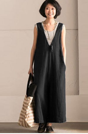 Jumpsuit, Pants, Cotton and Linen Blend